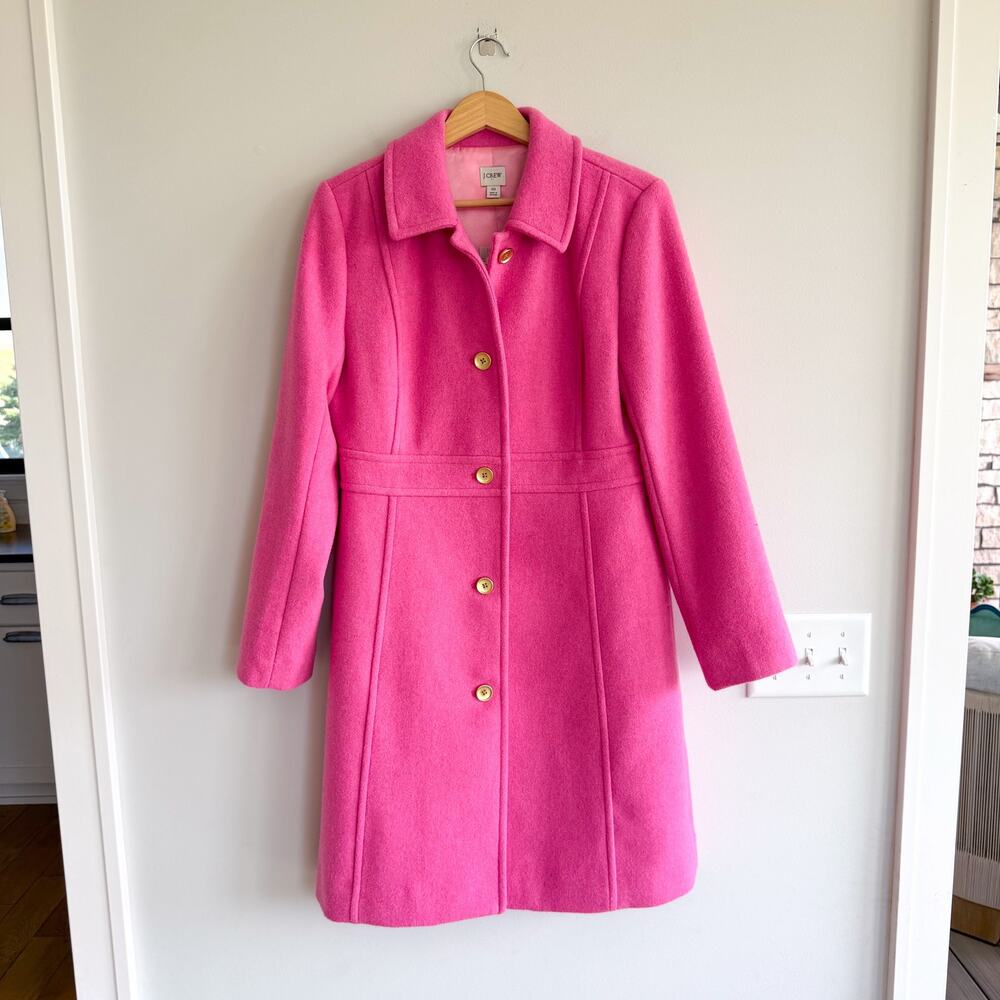 J. Crew Wool-Blend Lady Day Mid-Length Trench Coat Pink 10 NWT - Picture 2 of 11